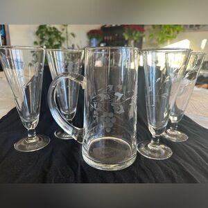 Vintage Pilsner Glass and Pitcher Set